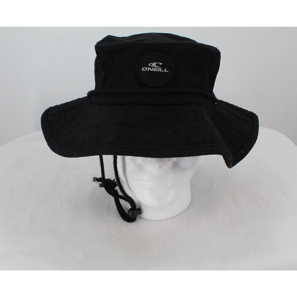 O'Neill Unisex Booney Hat ONE SIZE Black Wide Drawstring Bucket Embroidered